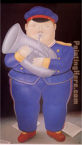 Musician 1983 painting - Fernando Botero Musician 1983 art painting